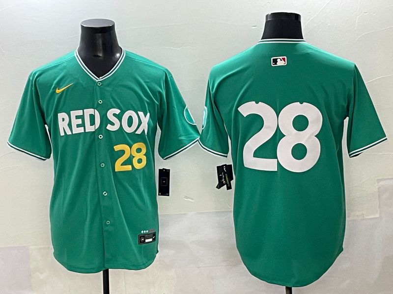 Men 2025 Boston Red Sox 28 No Name Green Joint Name Nike MLB Jersey style 5